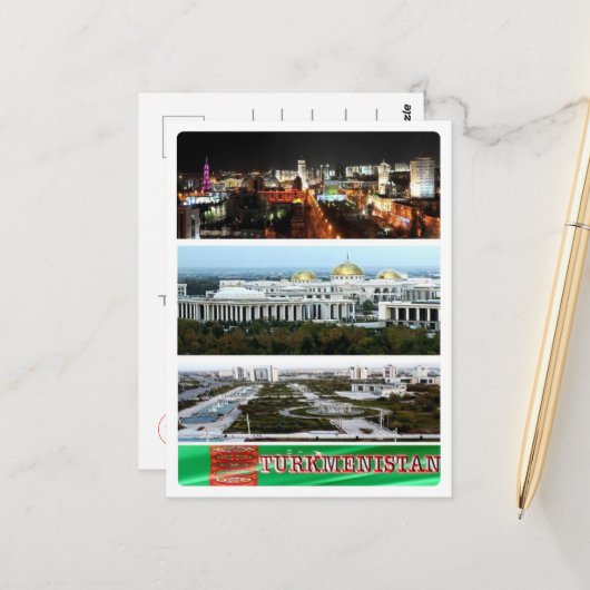 トルクメニスタン – モザイク – ポストカード (正面/裏面インサイチュ)