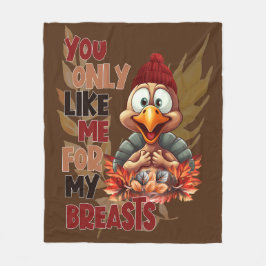 トルコおもしろいの胸の感謝祭 フリースブランケット