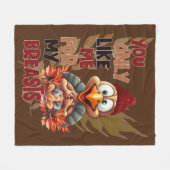 トルコおもしろいの胸の感謝祭 フリースブランケット (正面(横))