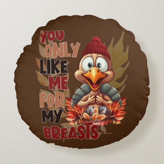 トルコおもしろいの胸の感謝祭 ラウンドクッション (正面)