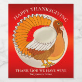 トルコおもしろい感謝祭ワパーソナライズされたインラベル ワインラベル (シングルラベル)