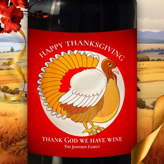 トルコおもしろい感謝祭ワパーソナライズされたインラベル ワインラベル