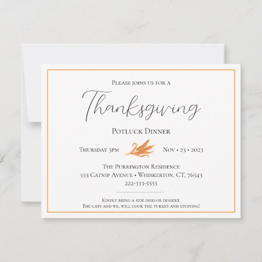 トルコって?イノセントキャッツ感謝祭招待状 カード (裏面)