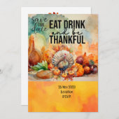 トルコとの感謝祭は、日付の招待を保存 招待状 (正面/裏面)