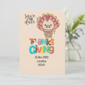 トルコとの感謝祭は、日付の招待を保存 招待状 (スタンド正面)