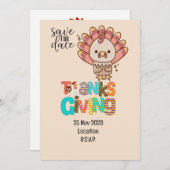 トルコとの感謝祭は、日付の招待を保存 招待状 (正面/裏面)