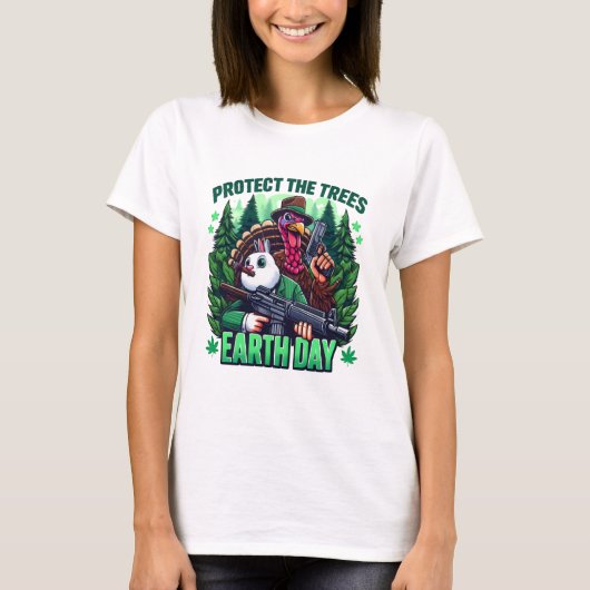 トルコとウサギが対決 Tシャツ (正面)