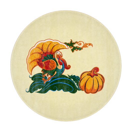 トルコとカボチャの感謝祭 カッティングボード (正面)