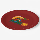 トルコとカボチャの感謝祭 ペーパープレート (アングル)