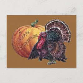 トルコとカボチャヴィンテージ感謝祭 シーズンポストカード