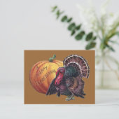 トルコとカボチャヴィンテージ感謝祭 シーズンポストカード (スタンド正面)