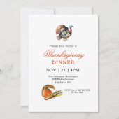 トルコとカボチャ感謝祭ディナーの招待 招待状 (正面)