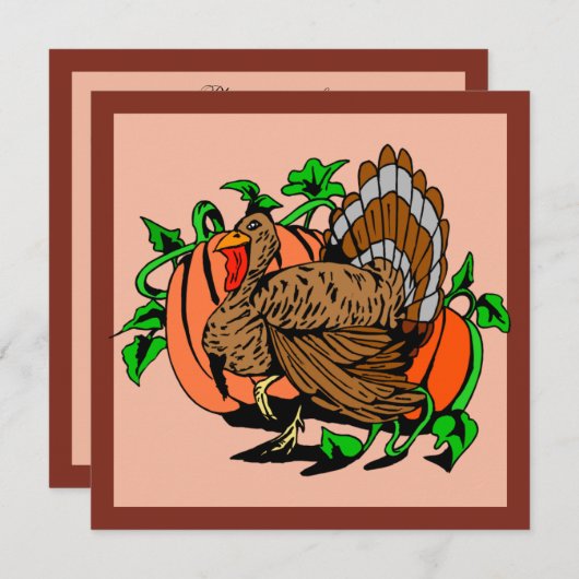 トルコとカボチャ招待状 招待状 (正面/裏面)