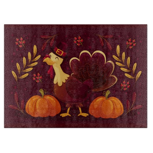 トルコとカボチャ カッティングボード (正面)