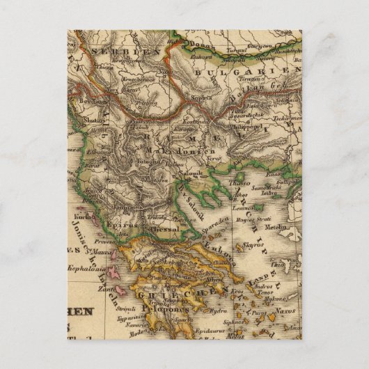 トルコとギリシャの地図 ポストカード (正面)