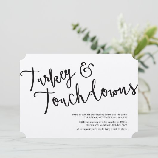トルコとタッチダウンズサンクスギビングディナー招待状 招待状 (スタンド正面)