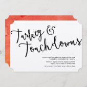 トルコとタッチダウンズサンクスギビングディナー招待状 招待状 (正面/裏面)