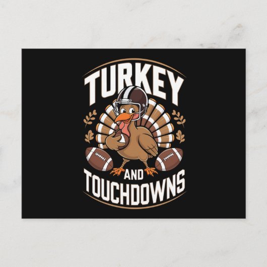 トルコとタッチダウン感謝祭サッカー シーズンポストカード (正面)