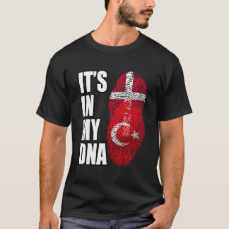 トルコとデンマークのミックス伝統Dnaフラグ Tシャツ