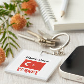 トルコとトルコ国旗のカスタマイズ商品 キーホルダー (正面右)