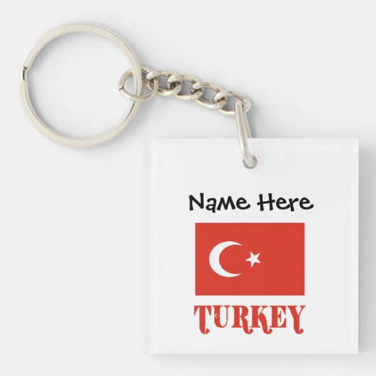 トルコとトルコ国旗のカスタマイズ商品 キーホルダー (正面)