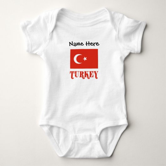 トルコとトルコ国旗のカスタマイズ商品 ベビーボディスーツ (正面)