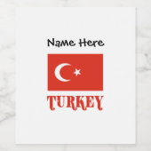 トルコとトルコ国旗のカスタマイズ商品 ワインラベル (シングルラベル)