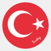 トルコとトルコ国旗の愛国者，休日/スポーツ ラウンドシール (正面)