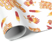 トルコとフェザー幸せな感謝祭ホワイトシームレス ラッピングペーパー (ロールコーナー)