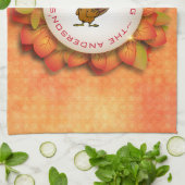 トルコとリースの葉 キッチンタオル (折り畳み)