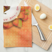 トルコとリースの葉 キッチンタオル (四つ折り)