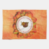 トルコとリースの葉 キッチンタオル (横)