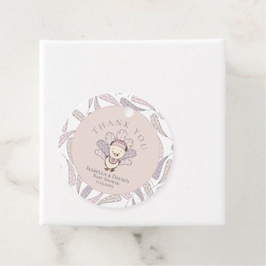 トルコと羽秋ガールベビーシャワーありがとう フェイバータグ (インサイチュ)