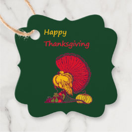 トルコと野菜は幸せな感謝祭の緑 フェイバータグ