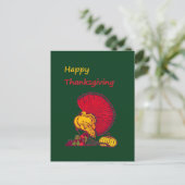 トルコと野菜は幸せな感謝祭の緑 ポストカード (スタンド正面)