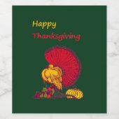 トルコと野菜は幸せな感謝祭の緑 ワインラベル (シングルラベル)