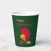 トルコと野菜は幸せな感謝祭の緑 紙コップ (正面)