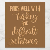 トルコと難しい親戚とのペア ワインラベル (シングルラベル)