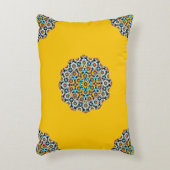 トルコと黄色の大理石モロッコモザイク アクセントクッション (正面(垂直))