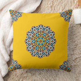 トルコと黄色の大理石モロッコモザイク クッション