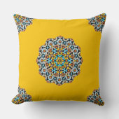 トルコと黄色の大理石モロッコモザイク クッション (正面)