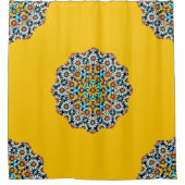 トルコと黄色の大理石モロッコモザイク シャワーカーテン (正面)