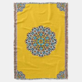 トルコと黄色の大理石モロッコモザイク スローブランケット