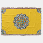 トルコと黄色の大理石モロッコモザイク スローブランケット (正面)