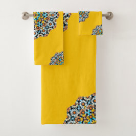 トルコと黄色の大理石モロッコモザイク バスタオルセット
