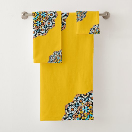 トルコと黄色の大理石モロッコモザイク バスタオルセット (インサイチュ)