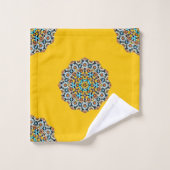 トルコと黄色の大理石モロッコモザイク バスタオルセット (ウォッシュタオル)