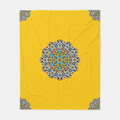 トルコと黄色の大理石モロッコモザイク フリースブランケット (正面)