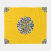 トルコと黄色の大理石モロッコモザイク フリースブランケット (正面(横))
