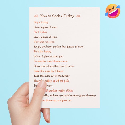 トルコのおもしろいな感謝祭のレシピカードを調理する方法 シーズンカード